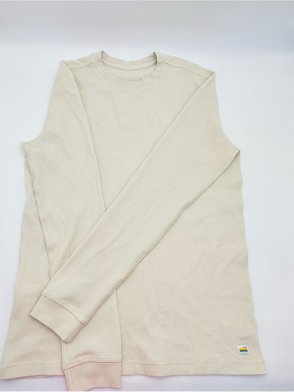 Vuori Long Sleeve Waffle Crew Shirt - Cream